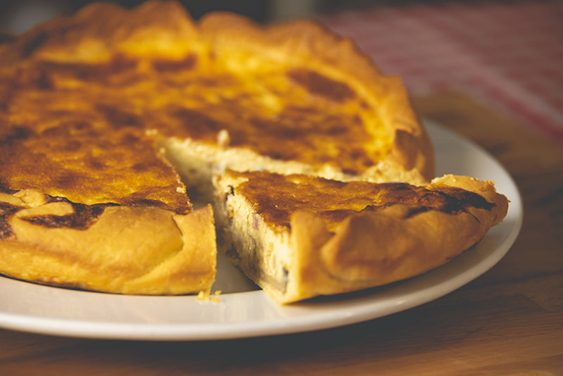 Quiche de Shimejis con panceta de cerdo