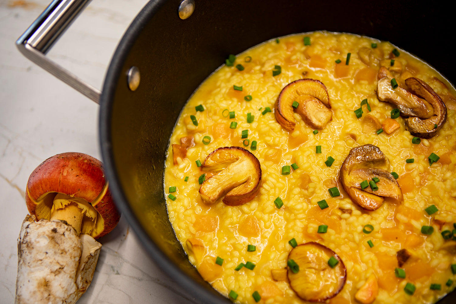 Risotto de calabaza y huevo de rey